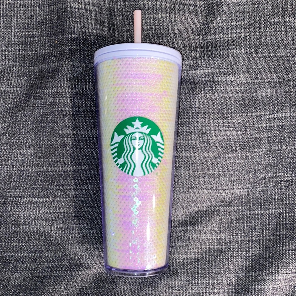 24 oz holographic sequin Starbucks tumbler